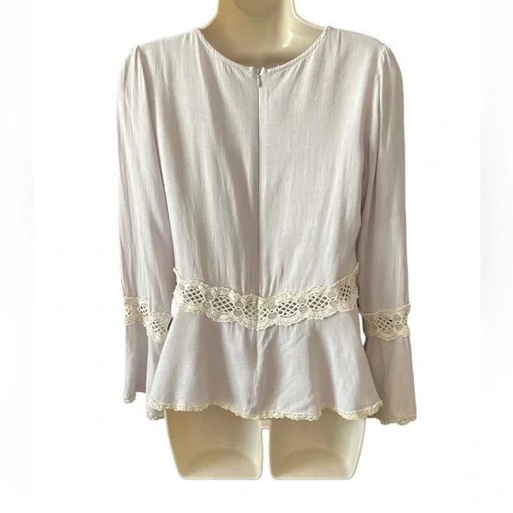 Esley Flare Sleeve Shirt Women's Size Small Lace Trim Cowgirl Western Bohemian - Picture 5 of 11